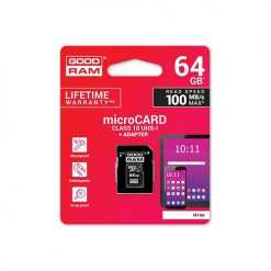 Cartão de memória 64GB UHS-I MicroSD + Adaptador SD (Class 10) - GOODRAM