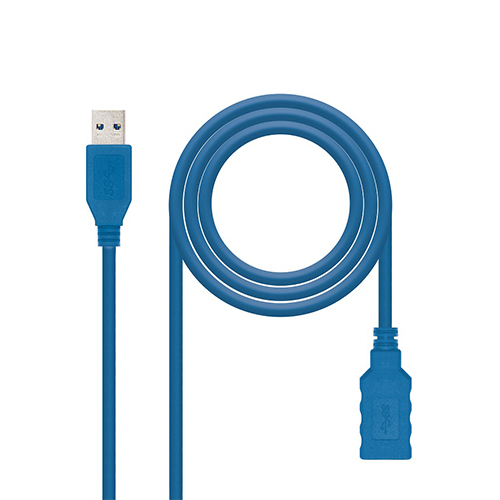 Cabo USB A 3.0 Macho - USB A 3.0 Fêmea (1 Metro) - Nanocable (Azul)