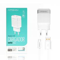 Carregador USB 2.1A + Cabo Tipo C - 1 Metro (Apokin)