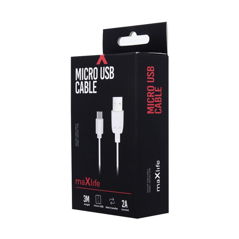 Cabo USB 2.0A - Micro USB Fast Charge 2A (3Mts) - Maxlife