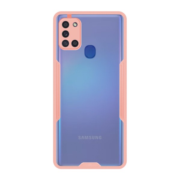 Capa Silicone Samsung A21S - Lisa Transparente c/ bordas Coral