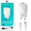 Carregador APOKIN 2.1A + Cabo microUSB de 1 Metro - Branco